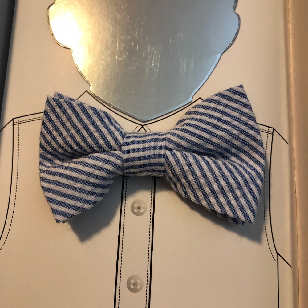 Andy & Evan Boys Seersucker Blue Clip On Tie NWT